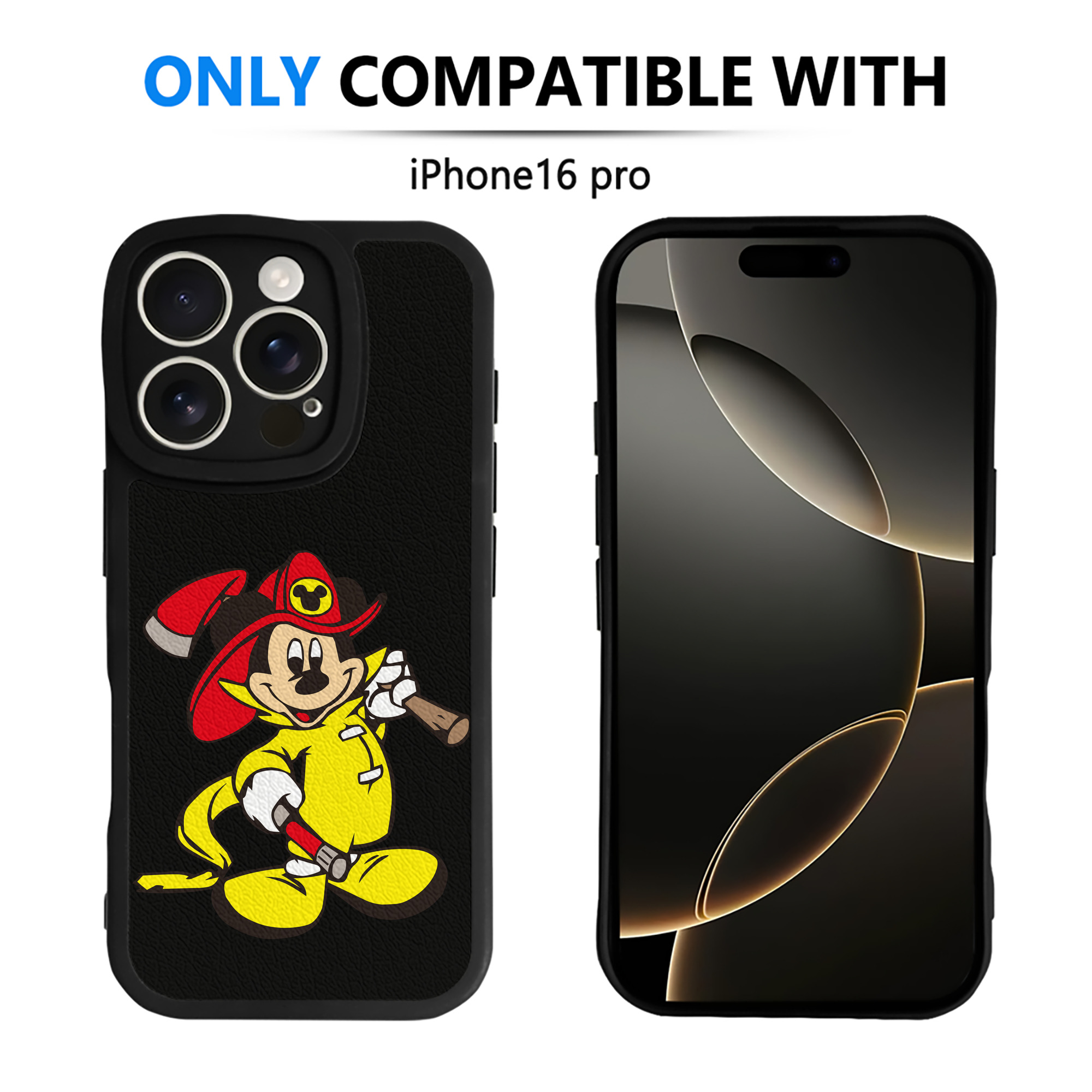 （画像用） ミッキーマウス Mickey Mouse 【iPhone 16シリーズ対応】シリコンスマホケース（レザー調） 材質：シリコン